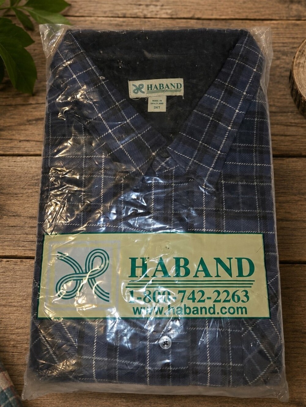 Vintage Haband NOS 3XT Tall Blue Plaid Flannel